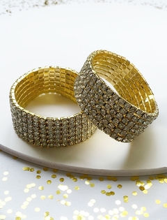 Pulsera dorada elastizada de strass AGATHA