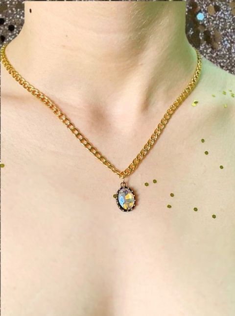 Collar dorado dije cristal CHANTAL - comprar online