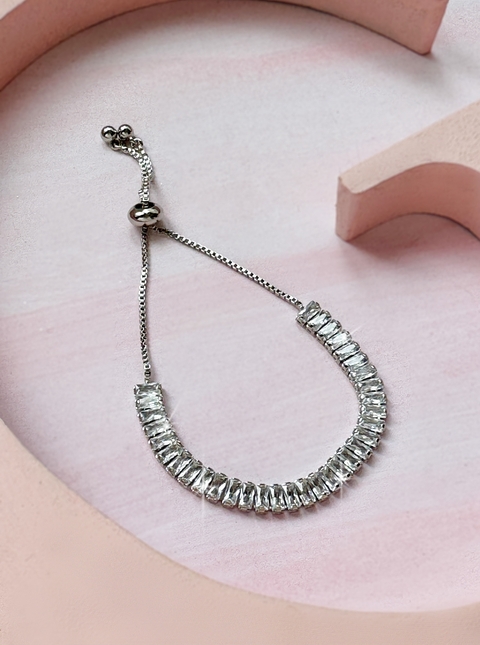 Pulsera plateada de zirconia RENATA