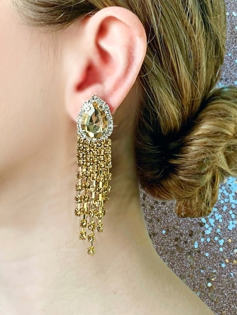 Aros dorados cortos de strass CLAIRE - comprar online