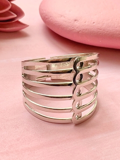 Pulsera plateada rigida HALSEY - comprar online