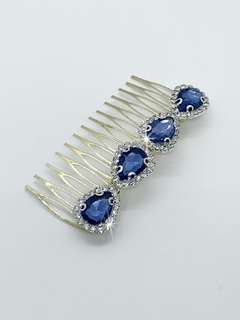 Peineta de piedras azul AIXA - comprar online