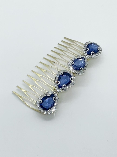 Peineta de piedras azul AIXA - comprar online