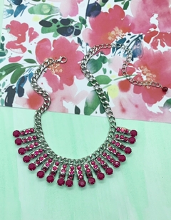 Collar plateado de strass fucsia NICOLE en internet