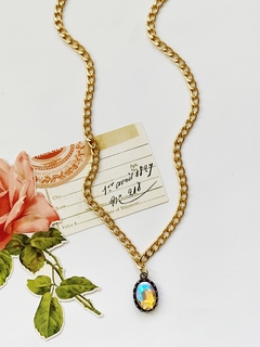 Collar dorado dije cristal CHANTAL - tienda online