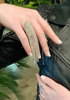 Anillo plateado flecos de strass IRIS - tienda online