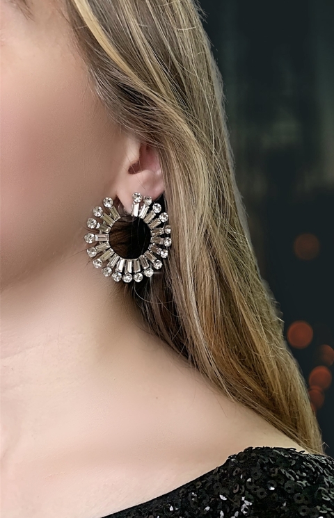 Aros plateados de strass HELEN