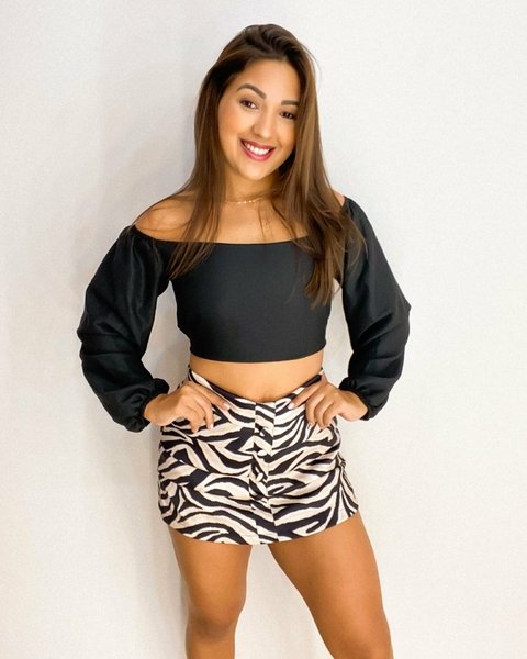 Short saia estampado (off)