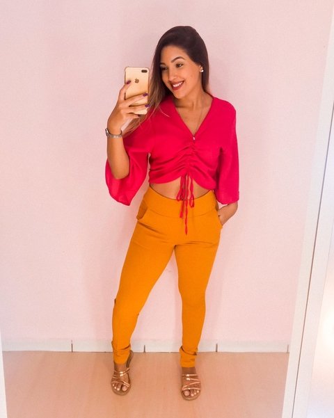 Calça skinny (mostarda) - comprar online