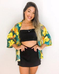 Kimono estampado (verde/amarelo)