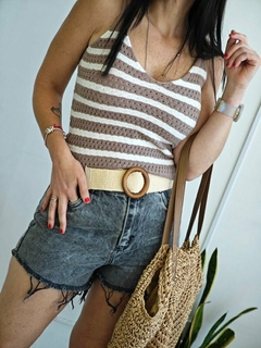 Musculosa Tejida Con Lycra Rayada