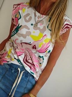 Remera japonesa estampada gamuzada - Lo vi, lo ame