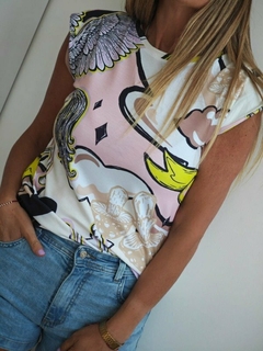 Remera japonesa estampada gamuzada