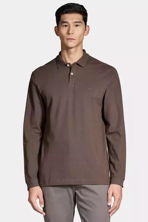 POLO PIQUET MANGA LONGA VERDE MILITAR