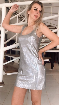 vestido paete costa em v - comprar online