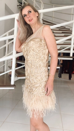 Vestido curto uma alça com bordado plumas RF:13f1092 - comprar online