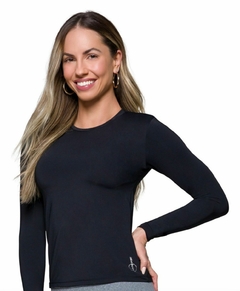 BLUSA FEMININA MANGA LONGA - PROTEÇAO UV PRETA - comprar online