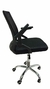 Silla Peluqueria Mesh Respaldo Medio base Cromada con Apoyabrazos Rebatible - Torre Fuerte SRL