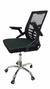 Silla Peluqueria Mesh Respaldo Medio base Cromada con Apoyabrazos Rebatible