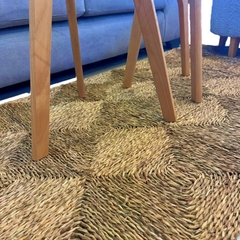 Alfombra yute rectangular 90 x 210 diseño cuadrado - comprar online