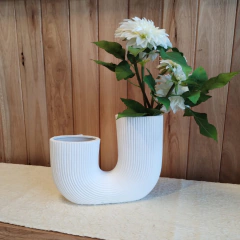 Jarron Terracota Curvo blanco - BZR Tiribelli