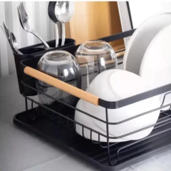 ESCURRIDOR SECAPLATOS 45 X 32 Negro y madera - BZR Tiribelli