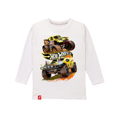 Remera Hot Wheels Camionetas Manga Larga Niños