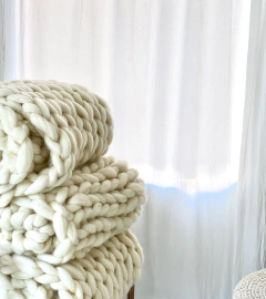 Manta XXL 100% Lana Merino (Visón/ Crudo) - comprar online