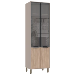 Cozinha Luciane Stylo Torre 4 Portas/2 Portas Com Vidro 0320 70cm Cumaru 850 - comprar online