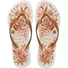 Sandálias Havaianas Slim Organic Branco/Dourado 35/36