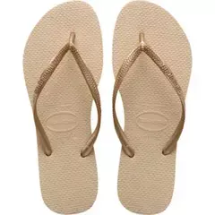 Sandálias Havaianas Slim Básica Areia/Dourado Claro 33/34