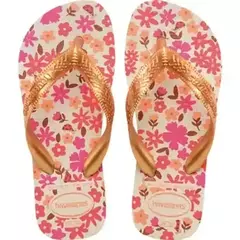 Sandálias Havaianas Kids Flores Bege/Dourado 35/36