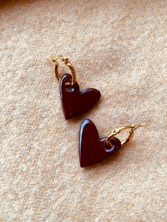 Aros CORAZÓN Bordó