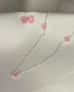 Gargantilha de Prata 925 com pedras Rosas na internet