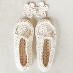 Pantuflas basica hilo de algodon crudo - comprar online