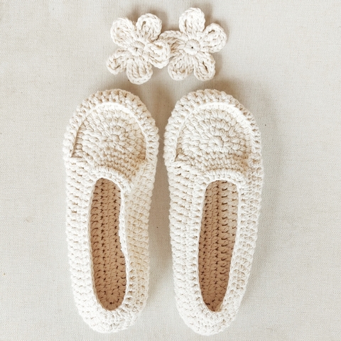 Pantuflas basica hilo de algodon crudo
