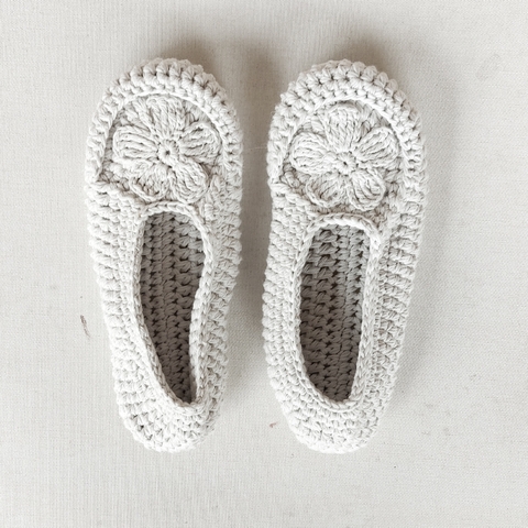 Pantuflas basica hilo de algodon gris claro