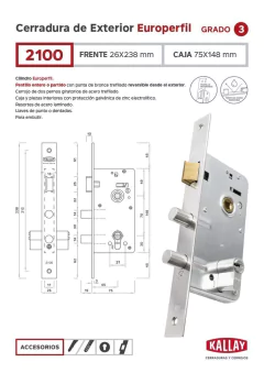 CERRADURA KALLAY 2100 EUROCILINDRO DENTADA