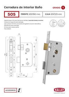 CERRADURA DE BAÑO KALLAY 505 - comprar online