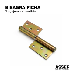 BISAGRA FICHA 3 AGUJEROS ZINC AMARILLO