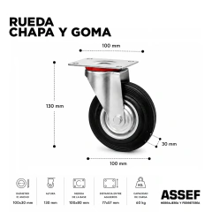 Rueda Chapa y Goma 100mm - comprar online
