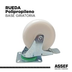 Rueda Polipropileno Base Giratoria con Freno - comprar online
