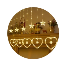 Guirnalda Led Navidad Luminosa Cortina Corazon Estrellas