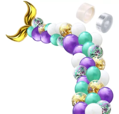 Combo Arco Globos Cola De Sirena Confetti Perlados