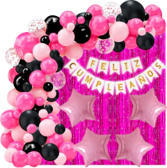 Combo Cumpleaños Cortina Banderin Globos Confetti Estrellas