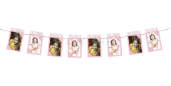 Guirnalda Banderin Portaretrato Celeste Rosa Cumpleaños Festejos - comprar online