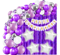 Combo Cumpleaños Cortina Banderin Globos Confetti Estrellas en internet