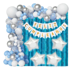 Imagen de Combo Cumpleaños Cortina Banderin Globos Confetti Estrellas