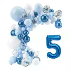 Arco Organico Globos Azul Celeste Blanco Confetti Numero - comprar online