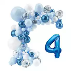 Arco Organico Globos Azul Celeste Blanco Confetti Numero